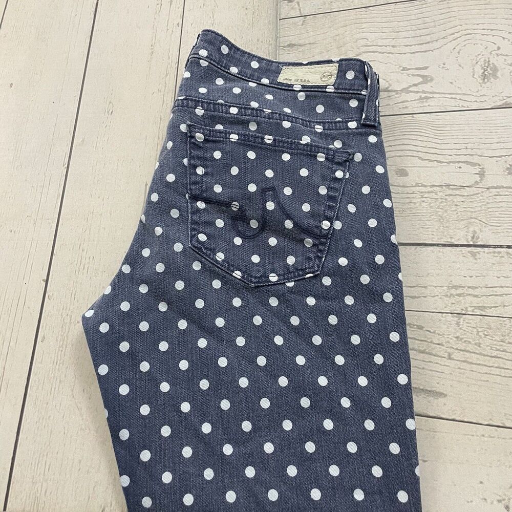 AG Adriano Goldschmied Women’s 27R Blue Polka Dot Stevie Ankle Denim Jeans